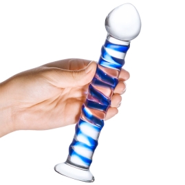 Фаллос из стекла Glas Spiral Blue